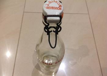 Stara Butelka Szklana z Porcelanką Sygnowana Stara Butelka Szklana z Porcelanką Sygnowana