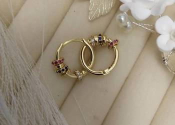 Złote kolczyki modułowe (srebro platerowane złotem) Pandora, próba S925