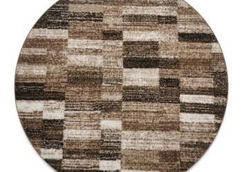 OKRĄGŁY DYWAN 100X100 GĘSTY WŁOS LAILA 15842 BROWN NOWOCZESNY MIĘKKIE RUNO