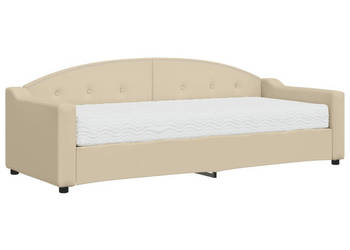 Sofa z materacem do spania kremowa tkanina 80x200 cm WM-3197511