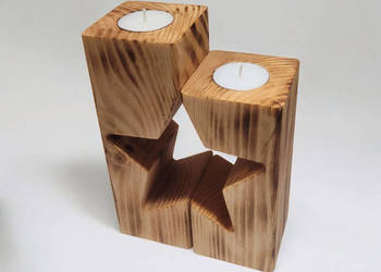 Drewniany Świecznik Świąteczny Gwiazda