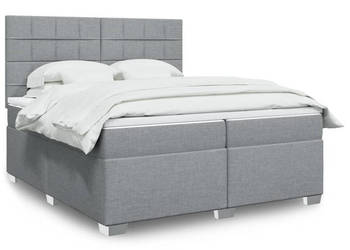 Łóżko kontynentalne z materacem jasnoszare tkanina 200x200 cm WM-3290595