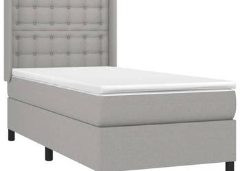 Łóżko kontynentalne z materacem jasnoszare tkanina 90x200 cm WM-3138605