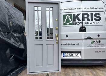 Drzwi zewnętrzne drewniane AMERYKAŃSKIE Z KLAMKĄ SCHLAGE