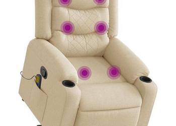 vidaXL Podnoszony fotel masujący, rozkładany, kremowy, (SKU:3310273)