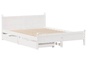 Rama łóżka bez materaca biała lite drewno sosnowe 135x190 cm WM-3309786