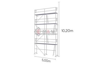 NOWE Rusztowanie elewacyjne 51m2 Rusztowanie 5x10m Podesty stalowe 2,5