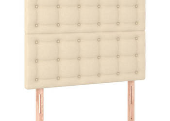 Zagłówek do łóżka z LED kremowy 90x5x118/128 cm tkanina WM-3122845