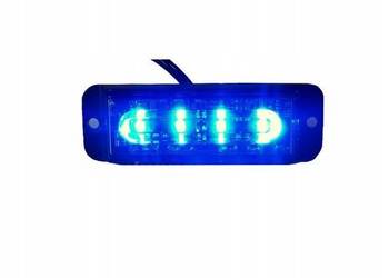 Lampa strobo 4 LED ble niebieska Policja Straż