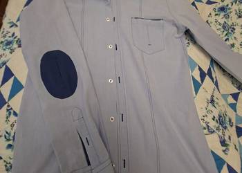 Koszula męska Giacomo Conti niebieska z granatowymi łatami 39/182