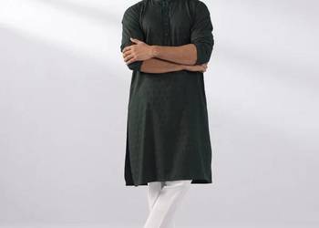 Męska tunika orientalna L czarna szara grafit wiskoza kameez kurta Indie bo