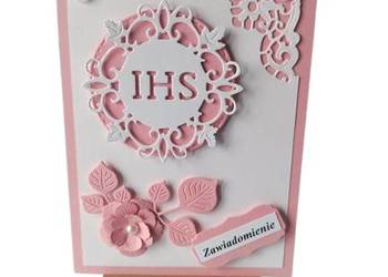 ZAWIADOMIENIA KOMUNIA DZIEWCZYNKA IHS W OKRĘGU C6 RÓŻ - BIEL