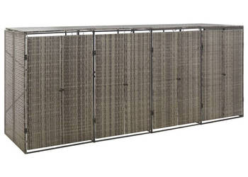 Osłona na 4 kosze na śmieci szara 274x80x117 cm polirattan WM-319867