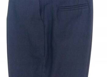 Spodnie damskie eleganckie długie proste kant granat MW rozm. 42 pas 90cm