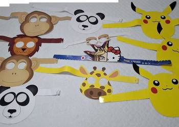 Papierowe maski, kapelusze, czapki, okulary, mix, 11szt. (Odzież, Kostiumy)