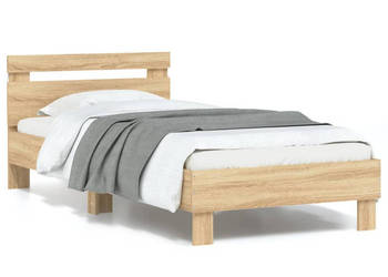 Rama łóżka z wezgłowiem i LED dąb sonoma 90x200 cm WM-838717