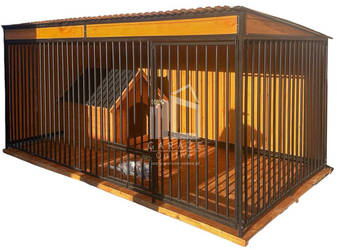 Kojec dla Psów 4x2m Drewniana Podłoga uchwyt na Miski Wiatrołap  ID603