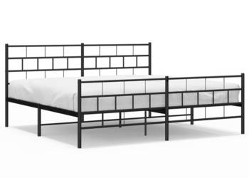 Łóżko Metalowe Czarne Rama Łóżka Ze Stelażem 200x200cm WM-355684