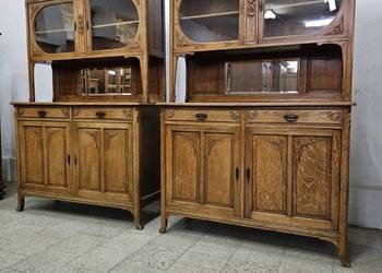 Dwa stare dębowe kredensy secesyjne z Francji