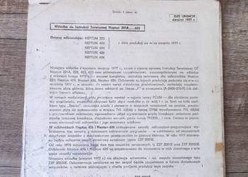 Wkładka do instrukcji serwisowej OT Neptun 221A - 623 Unimor
