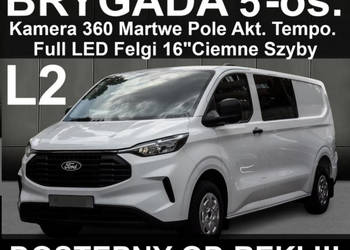 Ford Transit Custom L2 136KM 5-osob Brygadowy Kamera 360 Martwe Pole Full …