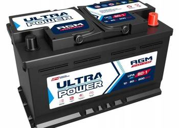 Akumulator Ultra Power AGM 12V 80Ah 800A P+