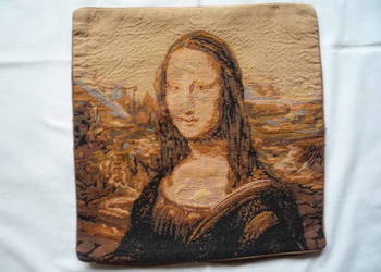 Mona Lisa Poszewka na poduszkę jasiek Tkany obraz 38 x 38cm