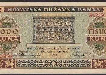 Chorwacja 1000 kuna (kun) 1943 - seria A - stan 2+