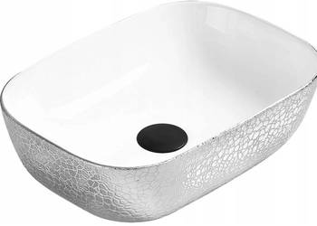 UMYWALKA NABLATOWA 45x32 BIAŁA - SREBRNA