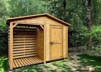 Drewutnia domek narzędziowy, domek ogrodowy z drewutnią, wiata na drewno