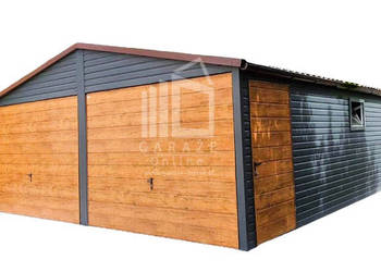 GARAŻ BLASZANY 6m x 5,5m dwuspad 2x Brama drzwi + okno ID110