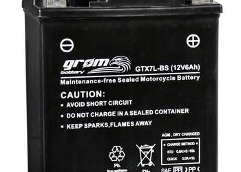 Akumulator motocyklowy GROM GTX7L-BS YTX7L-BS 12V 6Ah 120A P