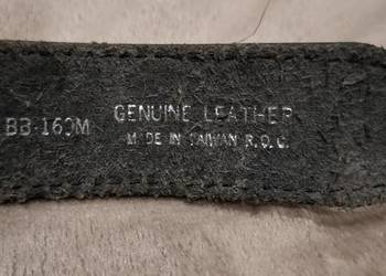 Genuine Leather Skórzany pasek, Made in Taiwan R.O.C., z metalową siatką Me