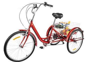 Nowy Rower Trójkołowy Trójkołowiec 24" CZERWONY - wysyłka pobraniowa 0 ZŁ