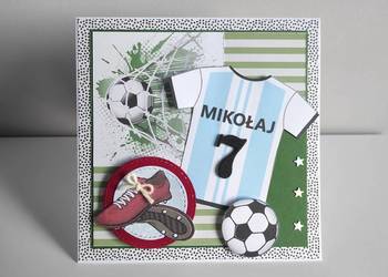 Kartka ręcznie robiona na urodziny dla pilkarza piłka nożna Kartka ręcznie robiona na urodziny dla pilkarza piłka nożna