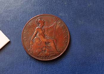 Stare monety 1 pens 1910 Wielka Brytania