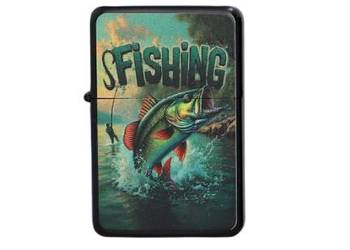 Zapalniczka Benzynowa Wędkarska Rybak i Szczupak Motyw Retro "FISHING"
