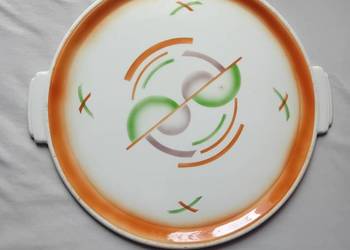 Fajansowa patera - tortownica art deco - Spritzdekor. Niemcy okres 1928-36.