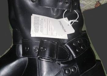 RESERVED PREMIUM skórzane buty kozaki botki bikery SKÓRA NATURALNA nowe