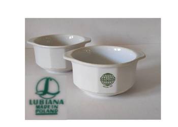 bulionówka flaczarka miska z uchwytami porcelanowa Lubiana Gromada prl zaby