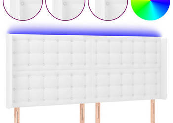 Zagłówek do łóżka z LED biały 183x16x118/128cm sztuczna skóra WM-3124151