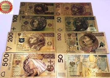 ZŁOTE BANKNOTY CERTYFIKAT Komplet 8 szt 24 k PrezenT ZŁOTO