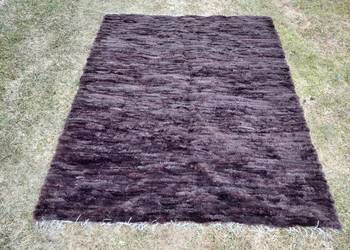 Narzuta Skórzana Tkana Ręcznie Ciemny Brąz Dywan Skórzany