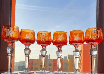 Piękne, kieliszki, kryształowe PRL.