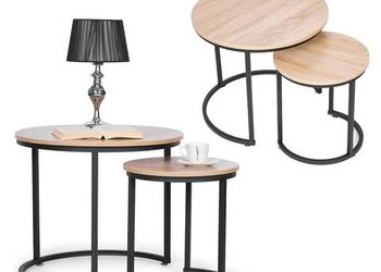 Zestaw stolików kawowych 2 szt. okrągłe loftowy design
