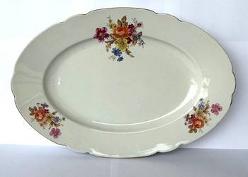 Duża Półmisek Ćmielów porcelana vintage kwiaty owalny sygnowany 1950 r