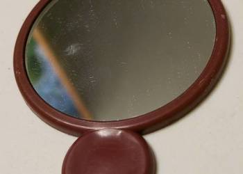 Lusterko okrągłe 7 cm średnicy + plastikowa jasno brązowa oprawa