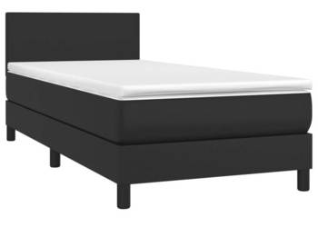 Łóżko z Materacem Kontynentalne Czarne Ekoskóra LED 90x200 cm WM-3134081