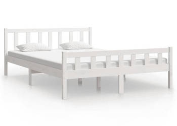 Rama łóżka biała lite drewno sosnowe 150x200 cm WM-810685