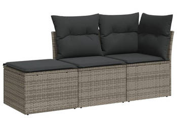 3-częściowa sofa do ogrodu z poduszkami szara polirattanowa WM-3217470